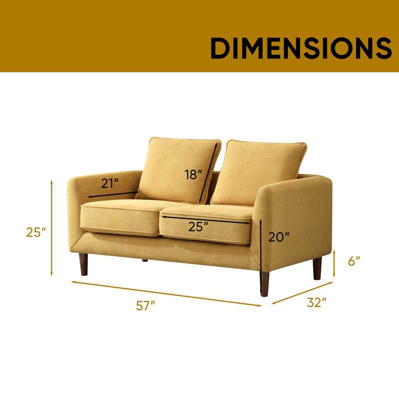 57" W chenille loveseat, Yellow