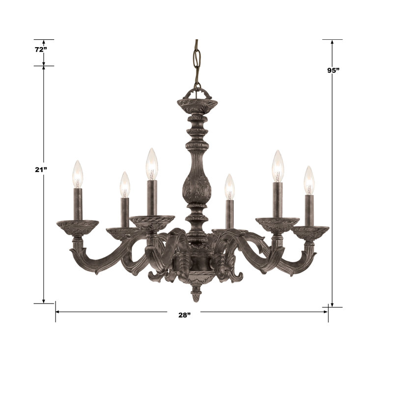 Abagail 6 - Light Dimmable Classic / Traditional Chandelier, Venetian Bronze