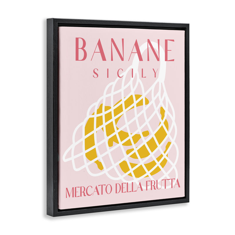  "Modern Banana Fruit Market", art mural encadré par Daphne Polselli, Cadre flottant noir de jais, H 21 po x l 17 po