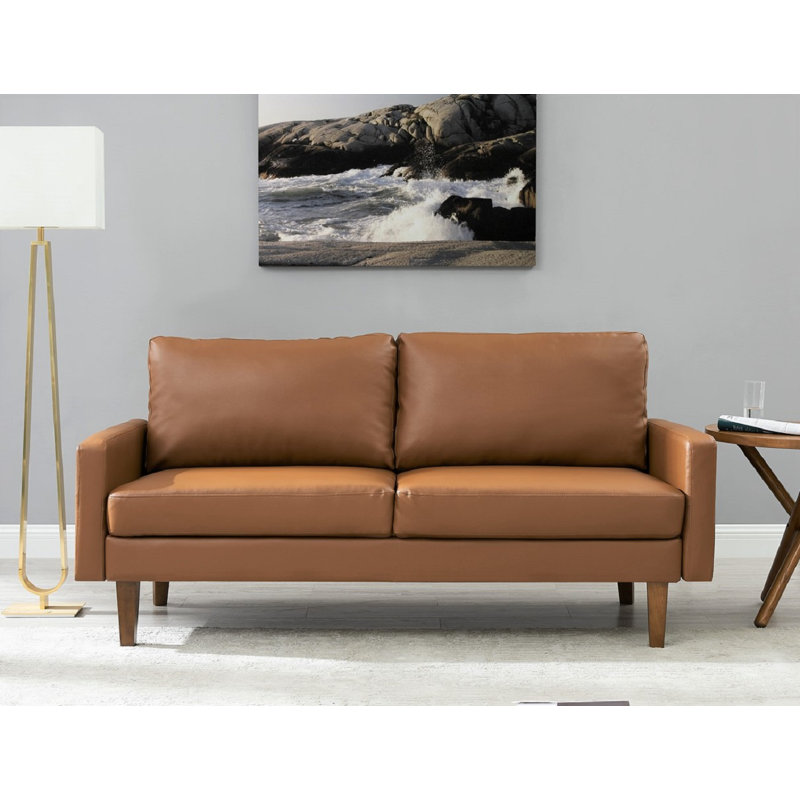 Piccadilly 69.7'' Faux Leather Loveseat, Brown Faux Leather