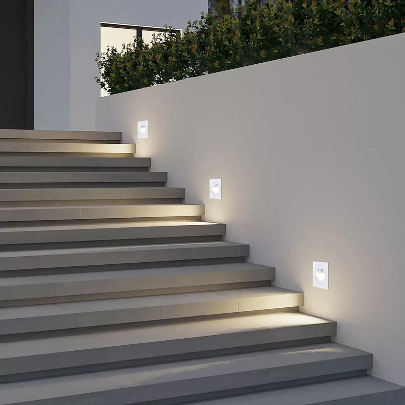 Hardwired White Motion Sensing Vertical Led Stair Light With Motion And Photocell Sensor