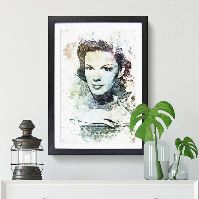 Judy Garland in Abstract - Framed Print, 76cm H x 50cm W x 2cm D, Black