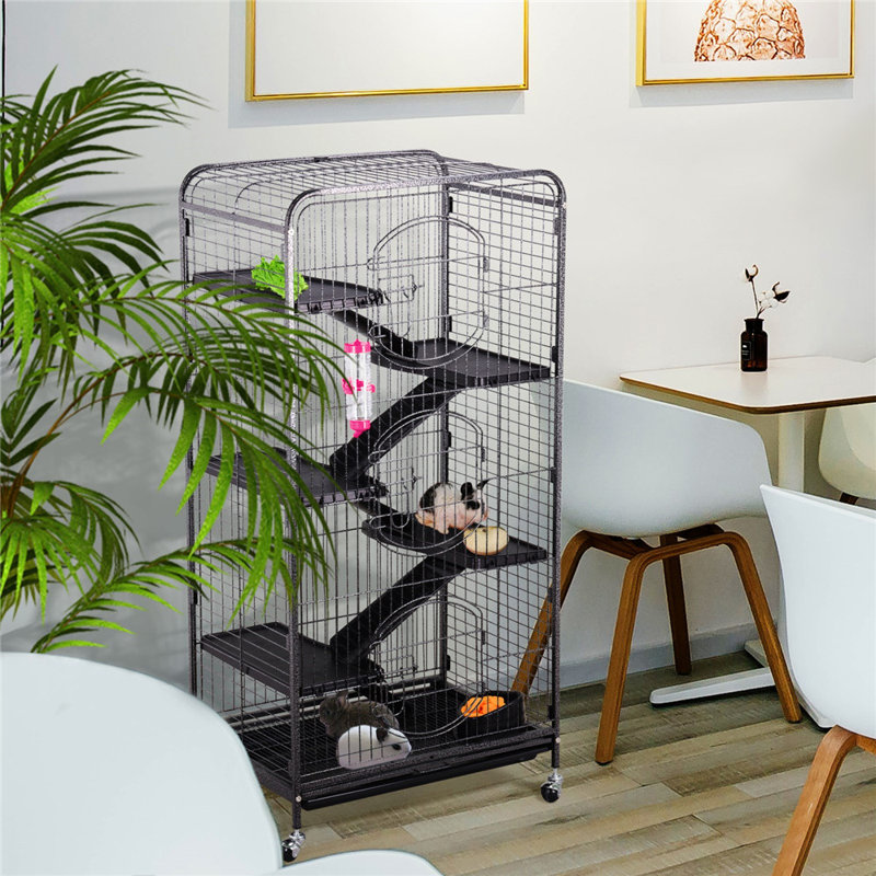 Cage à souris avec rampe Glisson, Blanc, Super (H 52 po x l 25 po x L 17 po)
