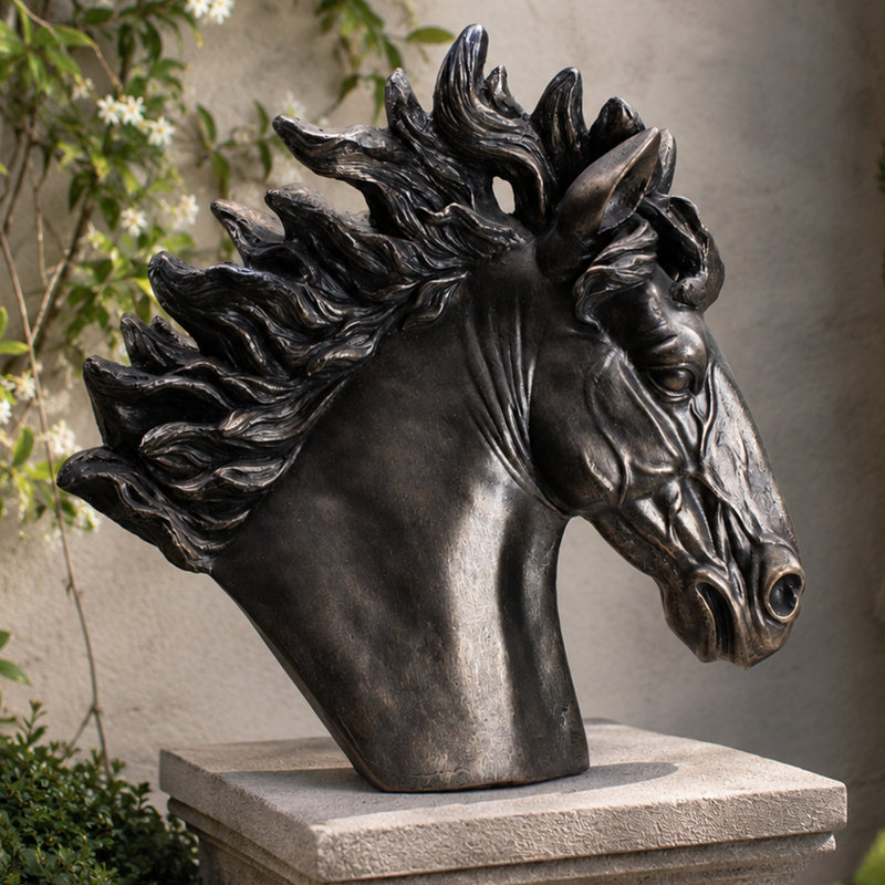 Classical Horse Head Bust Garden Statue