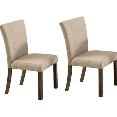 Deux chaises de salle à manger rembourrées à dossier en bois gris et beige, assemblage nécessaire, mélange beige, installation simple
