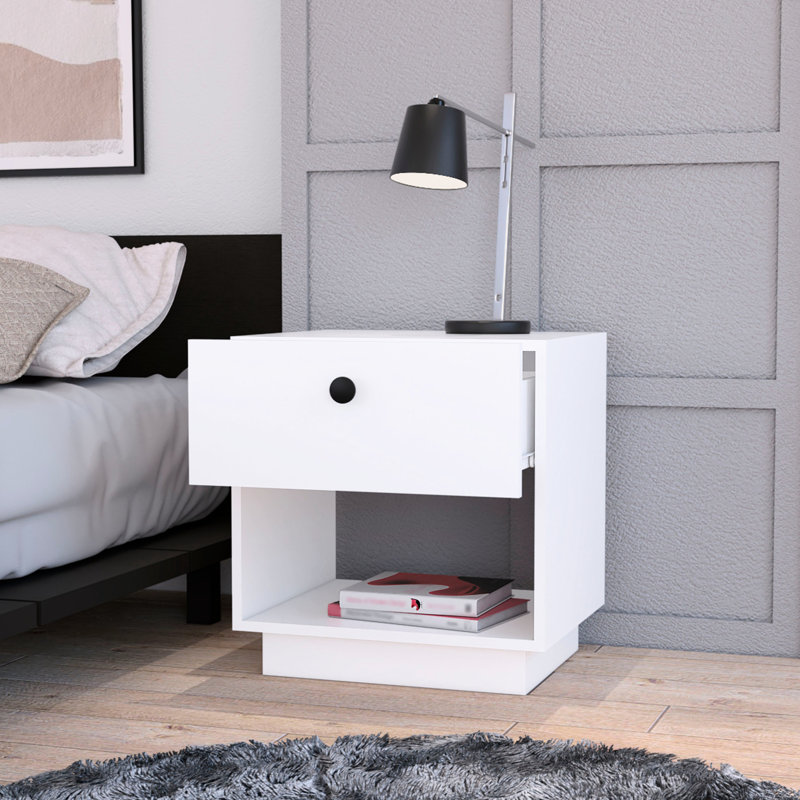 1 Drawer Nightstand , End Table, Side Table Open Lower Shelf