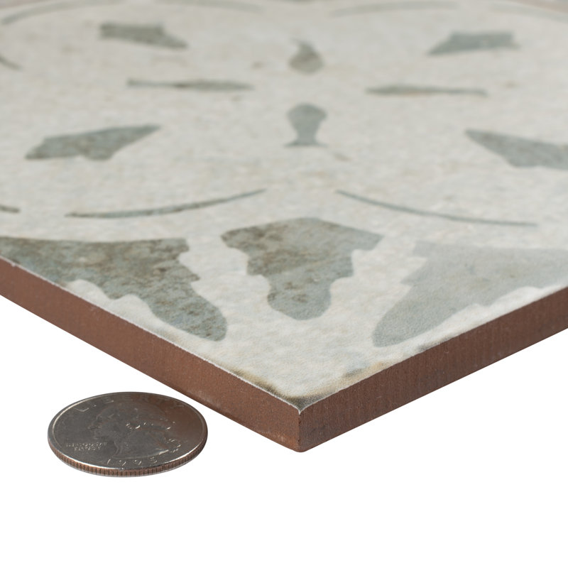 Kings 18" x 18" Ceramic Patterned Wall & Floor Tile, Green/White