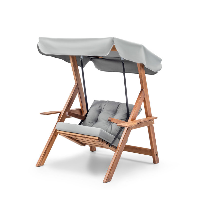 Baelynn Pine Porch Swing with Canopy, Grey