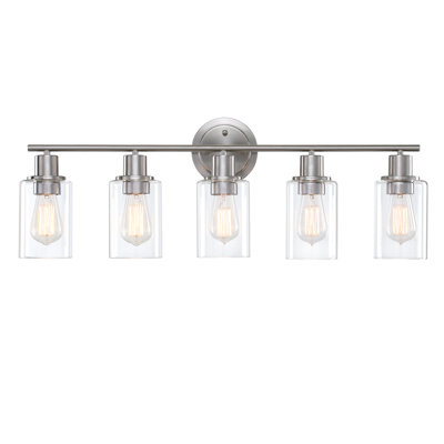 5-Light Oil Rubbed Bronze Vanity Light Fixture with Clear Glass Shade