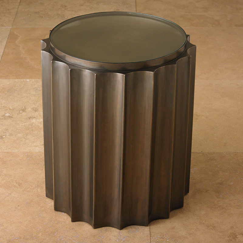 Glass Top End Table, Bronze
