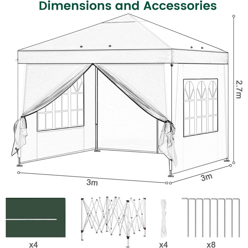 Brittenham 3 x 3m Metal Patio Gazebo, Green