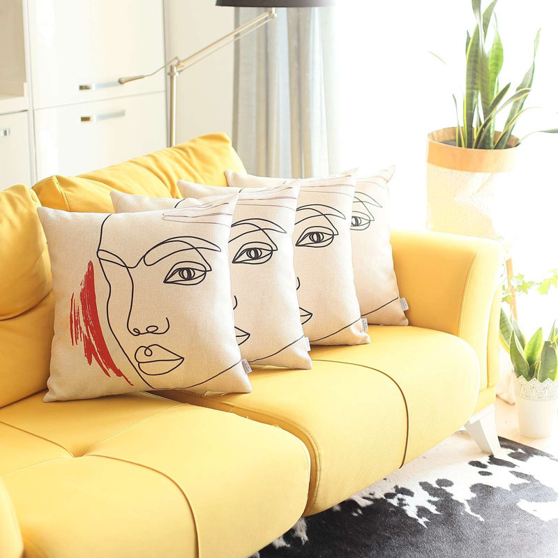 Housse et insert de coussin décoratif carré intérieur / extérieur Marguerite