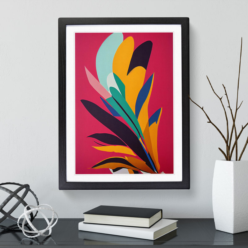 Feathers In Abstract No.3 - Single Picture Frame Print, 64cm H x 46cm W x 2cm D, Black