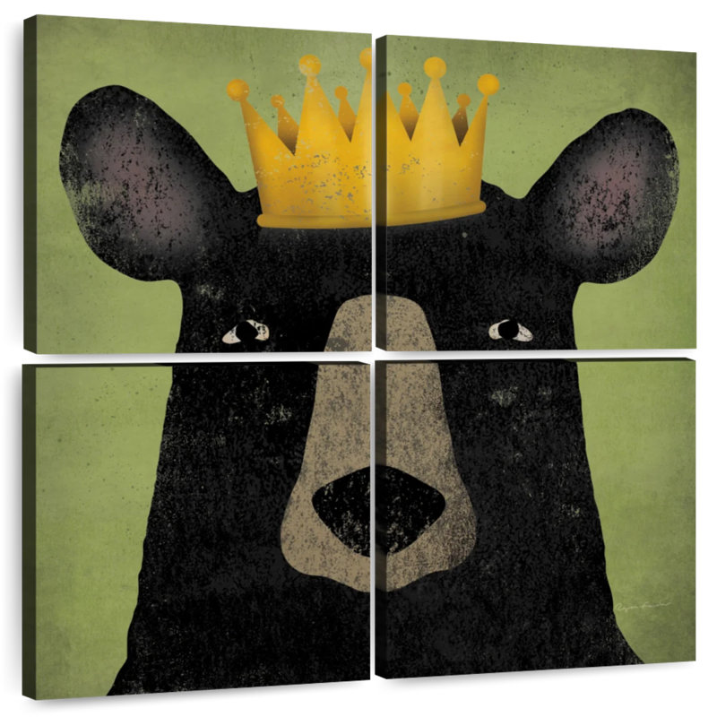 Brampt l'ours noir avec couronne, H 26 po x l 26 po
