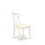 L'ensemble de table de salle à manger 3 pièces comprend 1 table en bois et 2 chaises de salle à manger en lin blanc avec double dossier en X - finition lin blanc-941983529-941983532-941983534
