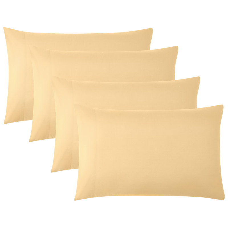 Ensemble de 4 taies d'oreiller Southshore Fine Linens Vilano Springs Gold Queen/Standard, en microfibre doublement brossée ultra douce de 110 g/m², 51 x 76 cm