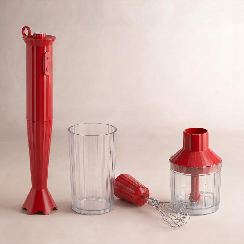 Alessi Plissé 2 Speed Hand Immersion Blender, Red