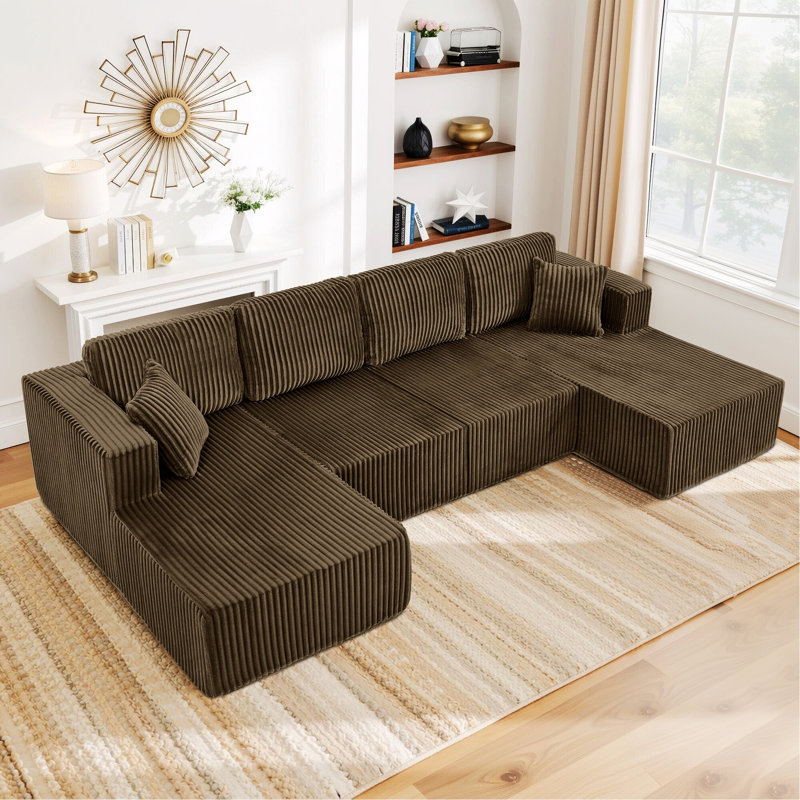 Canapé modulaire en U, Brun