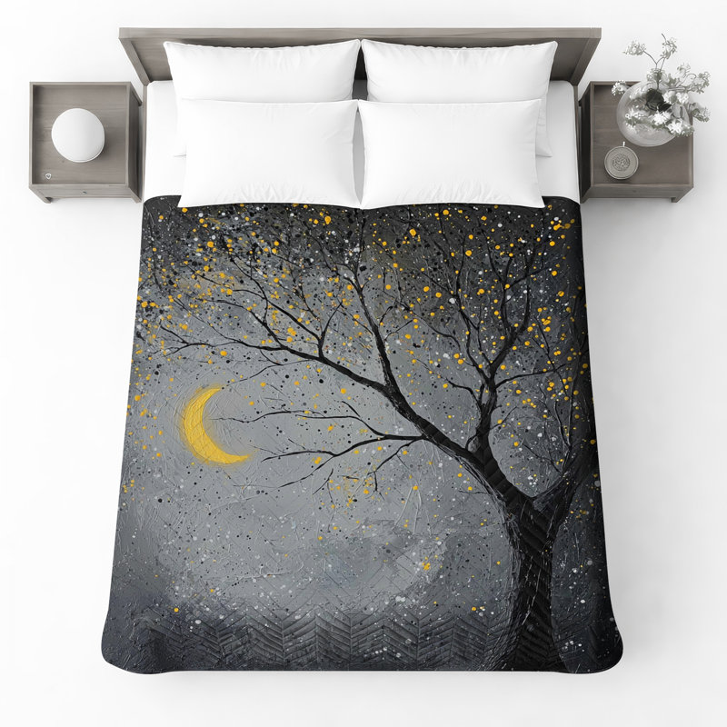 Moonlit Tree Night Bedding Moon Bedspread Nature, Twin