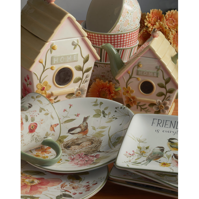 Nature's Song Ceramic Floral 16-Piece Dinnerware Set
