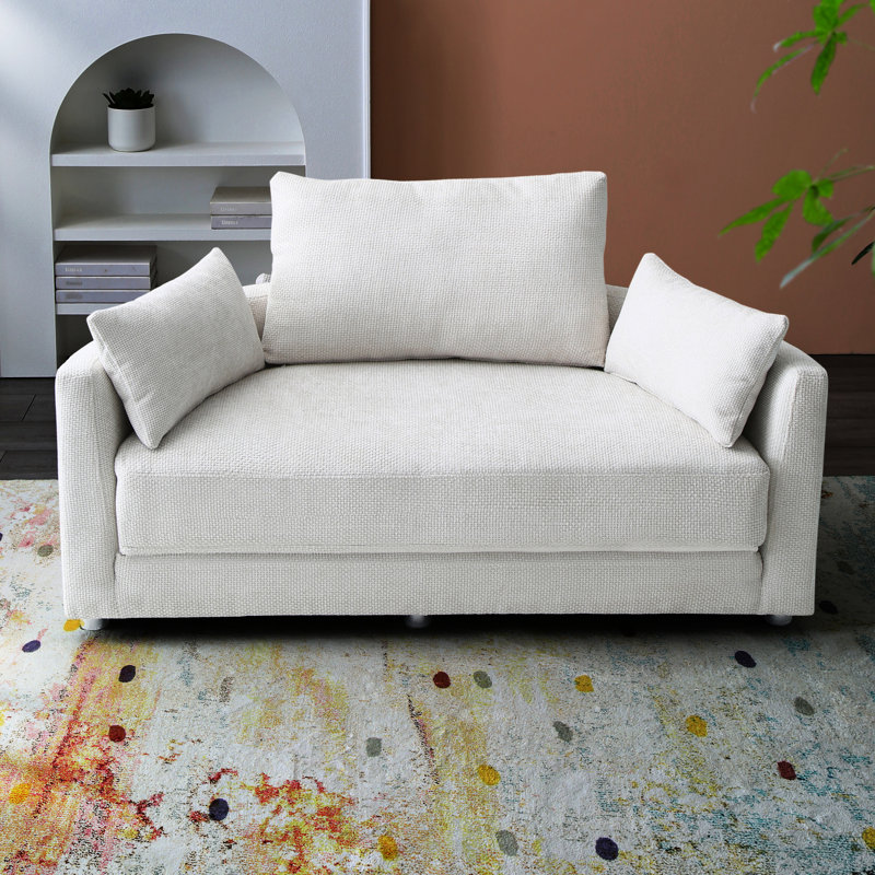 Lit pliant moderne, canapé en lin beige pour l'espace de vie principal, convertible en chaise longue et matelas en toute facilité, canapé-lit 3 places, efficacité de l'espace, transformation et