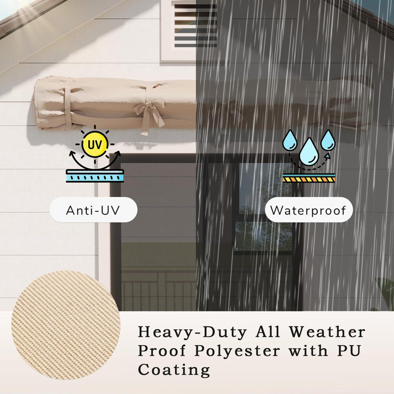All-weather Protective Retractable Awning Cover, 12" H x 118" W x 8" D