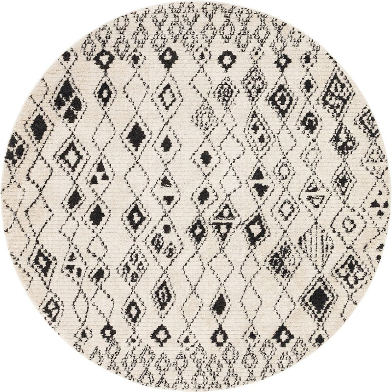 Victorville Abstract Indoor Rug, Round 4'