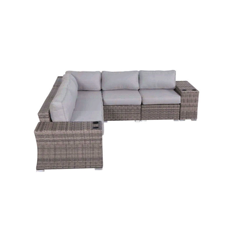 7-Piece Rattan Sectional Sofa Set With Cushions - Fully Assembled