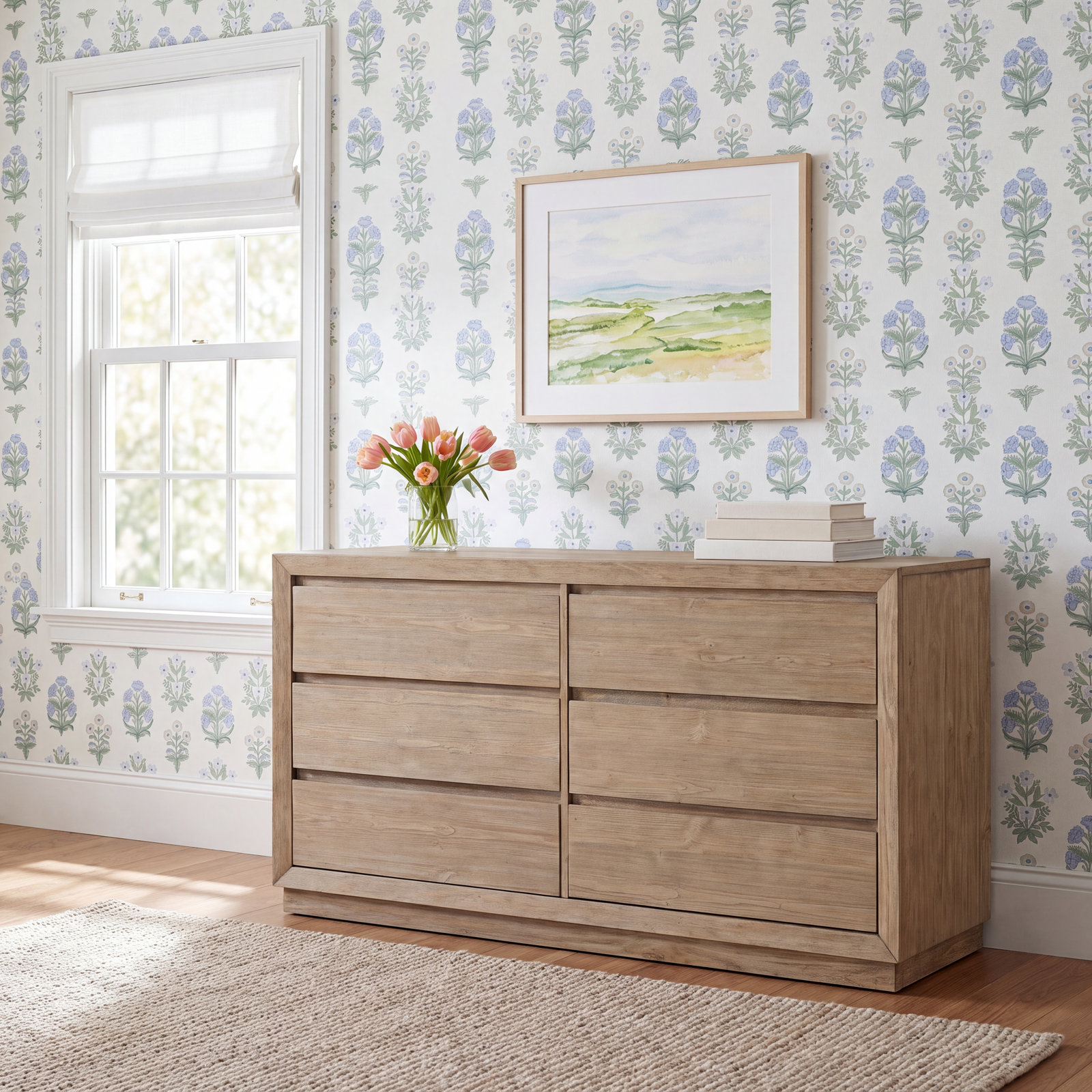 Albie 6-Drawer Pine Dresser, Sandstone