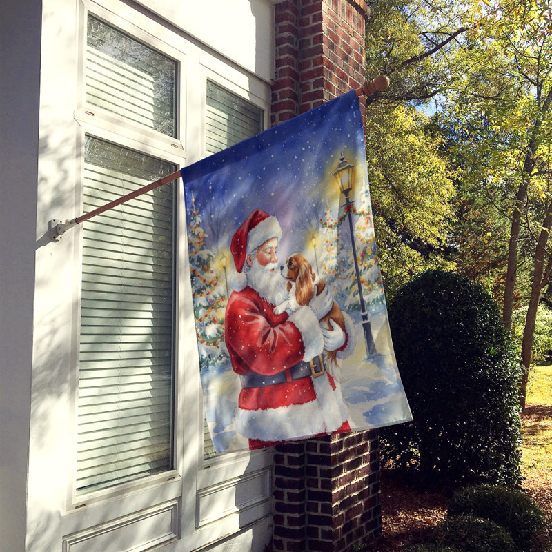 Cavalier Spaniel with Santa Claus House Flag, House Size, Cavalier Spaniel