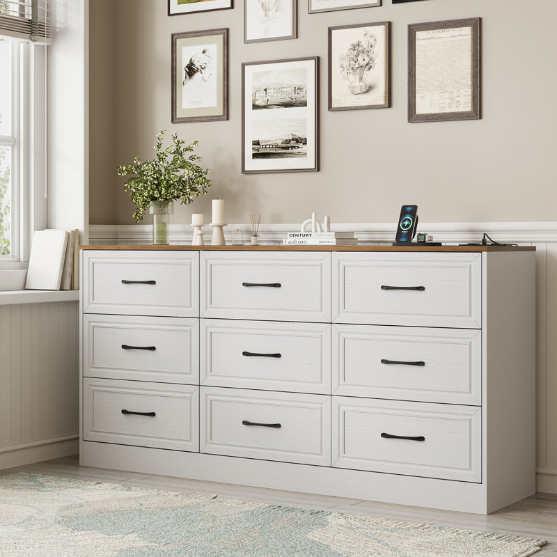 Commode 9 tiroirs pour chambre à coucher, Brun