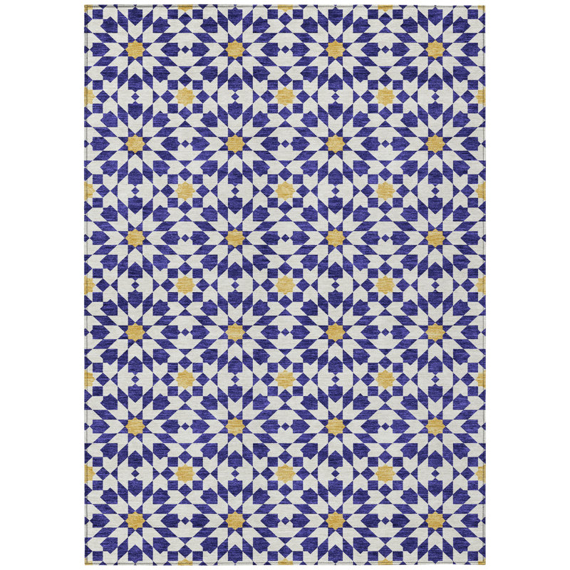 Washable Floral Indoor / Outdoor Rug, Rectangle 5' x 7'6"
