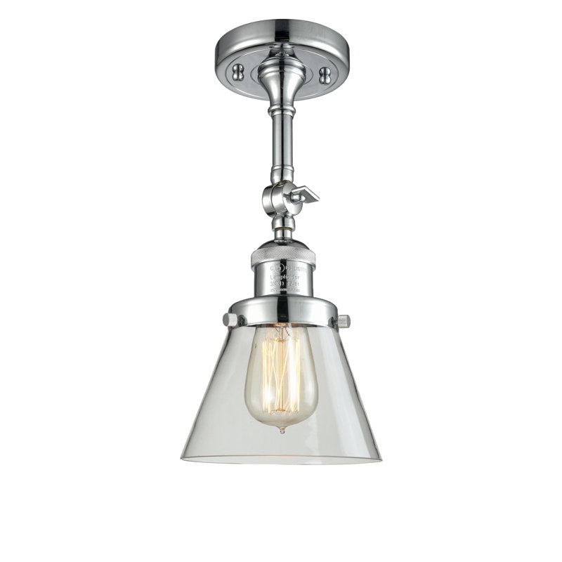 Hardie Glass Semi Flush Mount, Polished Chrome, 13.5" H x 6.25" W x 6.25" D, Plated Smoke