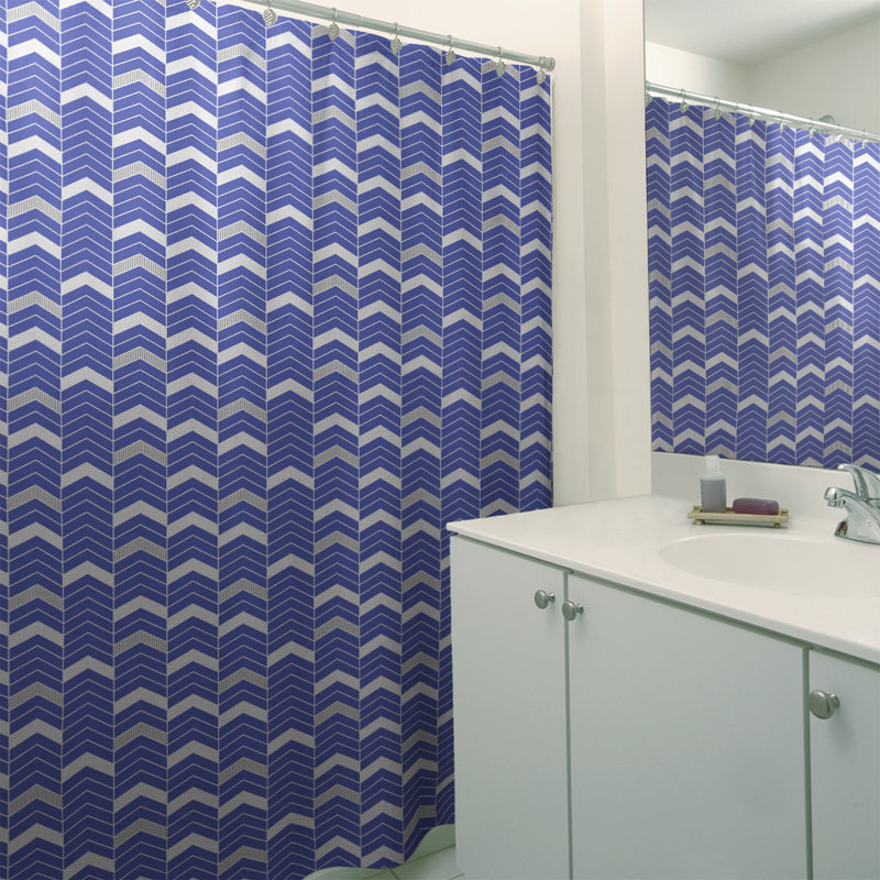 Rideau de douche simple à chevrons, Orchidée / blanc
