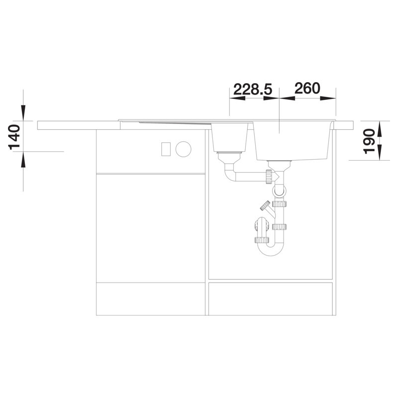 Zia 1.5 Bowl Inset Kitchen Sink, Soft White, 202mm H x 500mm W x 1000mm L