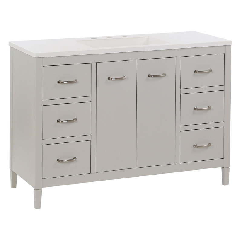 Ensemble de meuble-lavabo simple Ferree, Gris, White