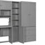 Lit plateforme simple en bois avec bureau, armoire, armoires, tiroirs et tablettes-930755704