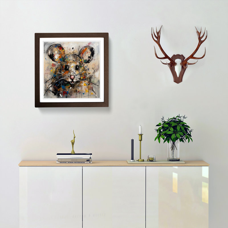 Mouse Abstract Expressionism - Framed Print, Walnut