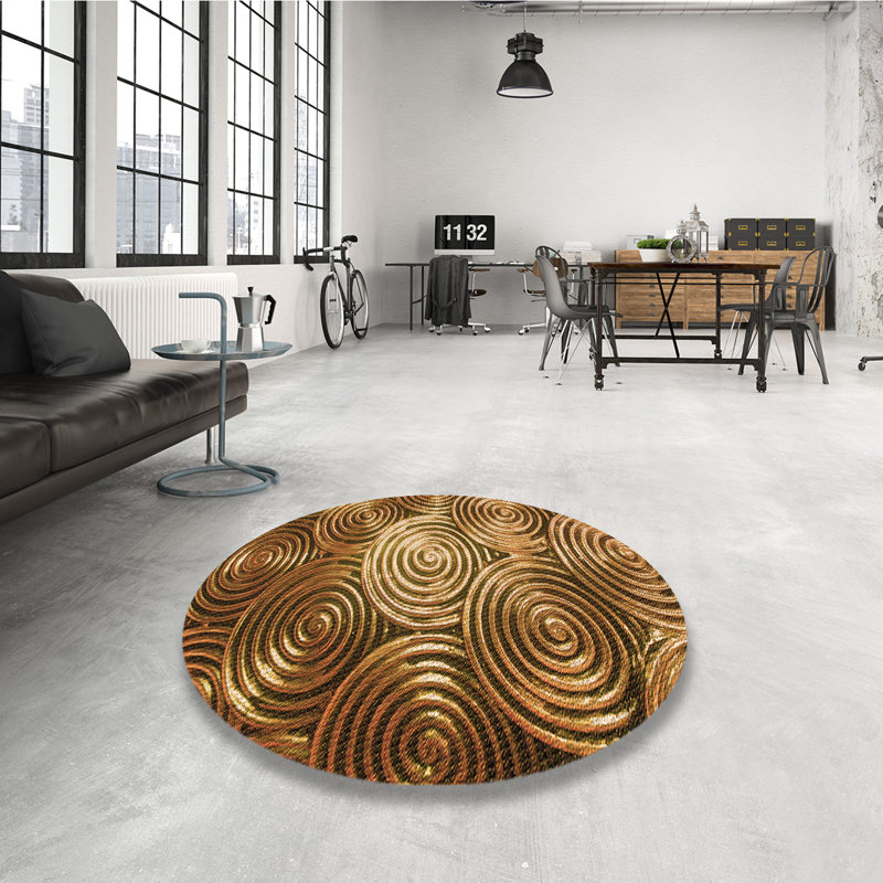 Tapis 100% à motif lavable à la machine 2989, Rond 4 pi
