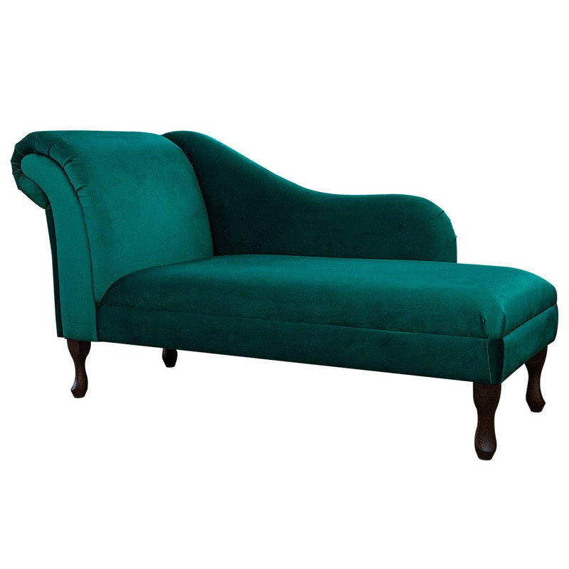 Upholstered Chaise Lounge, Teal, Black