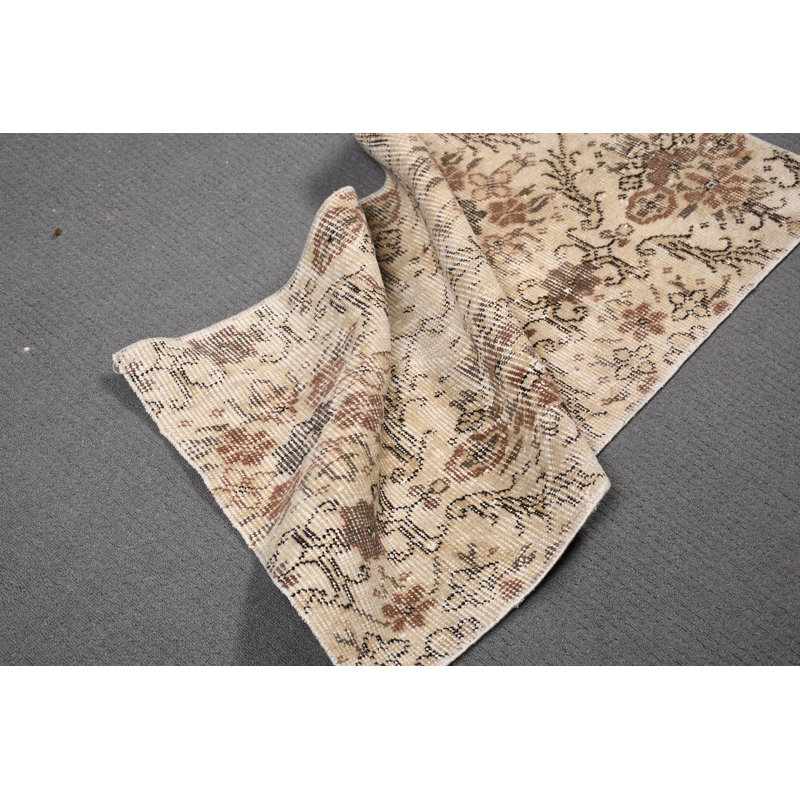 Tapis turc beige Anatolian rétro pour la décoration intérieure et la chambre d'enfant de petite taille