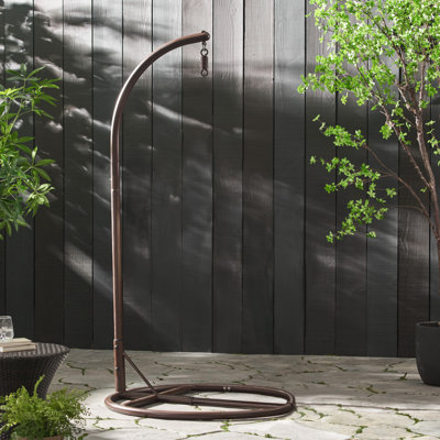  Support de chaise hamac en acier robuste avec ceinture de sécurité, cadre de suspension intérieur et extérieur pour porche, jardin ou patio, design robuste et résistant à la rouille, brun