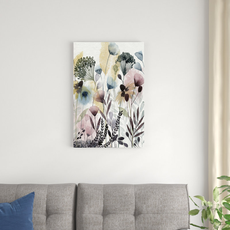 Aquarelle fleurs sauvages II, H 30 po x l 20 po