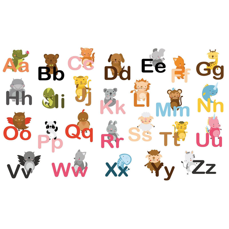 Papier peint de qualité supérieure - Alphabet animal, L 120 po x l 180 po
