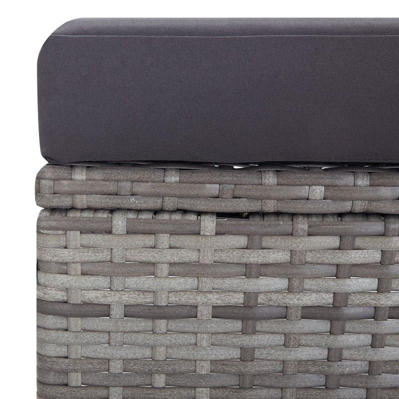 Méridienne 2 pièces avec coussins, Noir, Gris