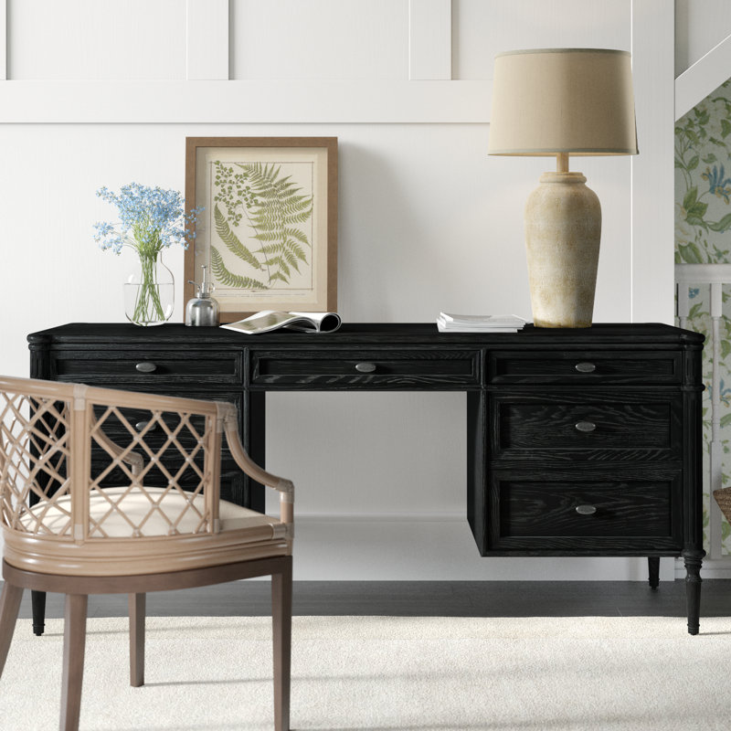 Susie Executive Desk, Distressed Black Oak