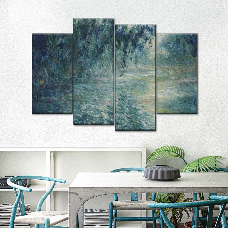 " Morning On The Seine 1898 " 4 - Pieces, 27" H x 43" W x 1.25" D
