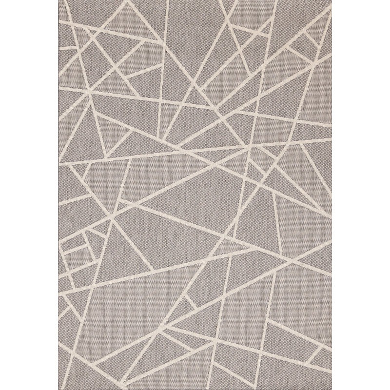 Marrilee Grey Cream Indoor/Outdoor Area Rug, Rectangle 6'7" x 9'6"