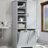??Multi-Functional Bathroom Storage Cabinet with Adjustable Shelves & Laundry Hampers?-213158404