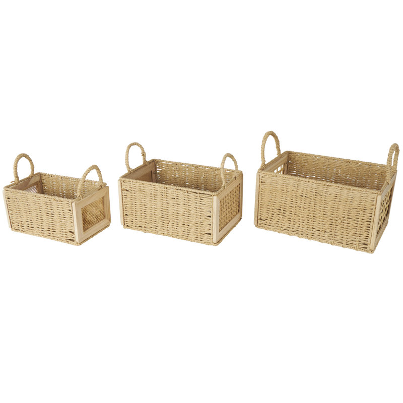 Cole And Grey Rattan Woven Decorative And Functional Storage Basket With Handles